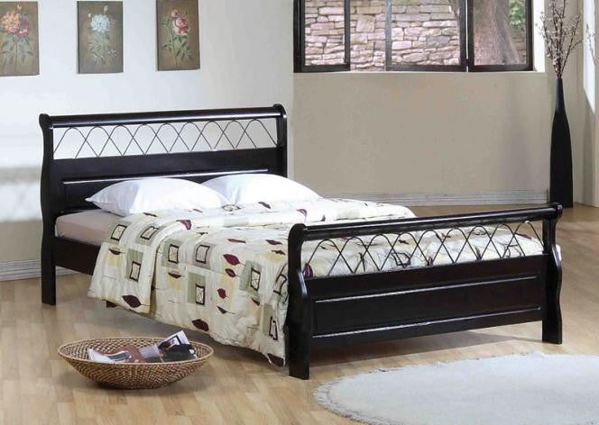 Twin Sized Headboard / Footboard / Rails & Slats in a Espresso Finish.