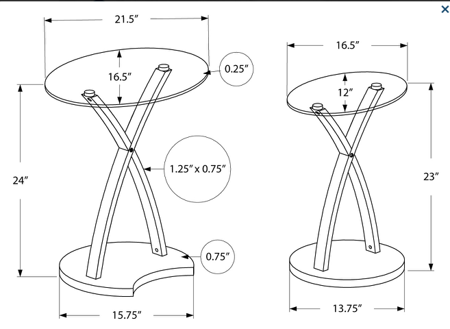 TABLES GIGOGNES - ENS. 2PCS / CAPPUCCINO BENTWOOD ITEM: I 3013