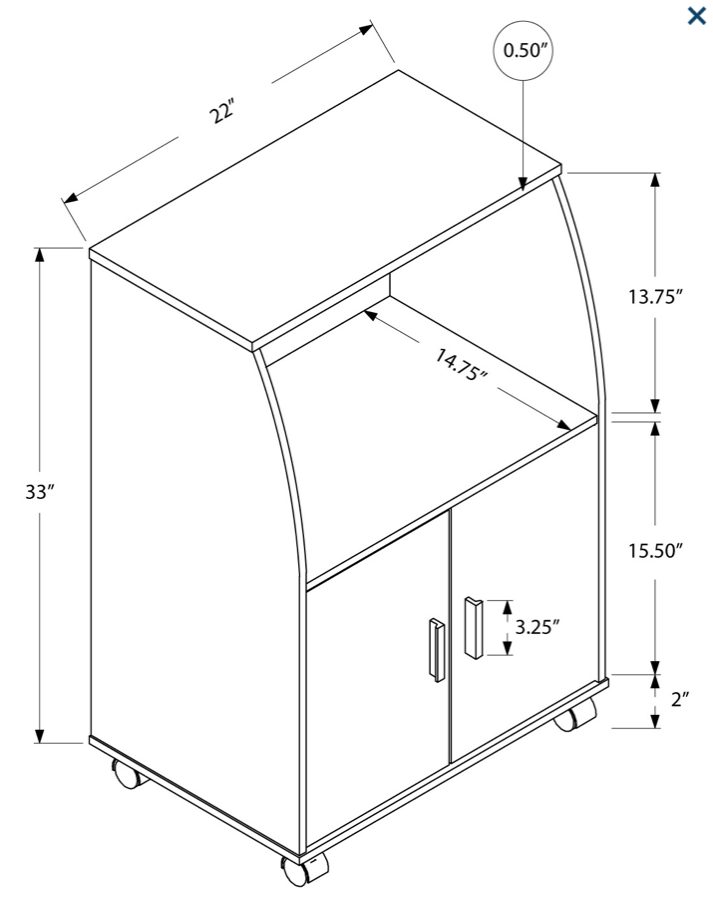 CHARIOT DE CUISINE - 33"H / BLANC SUR ROULETTES SKU I 3139