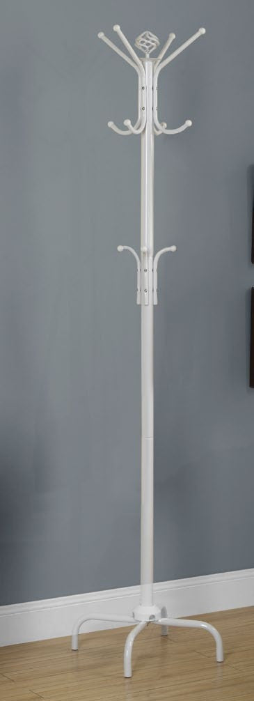 WHITE METAL 74"H COAT RACK PATERE 74"H METAL BLANC