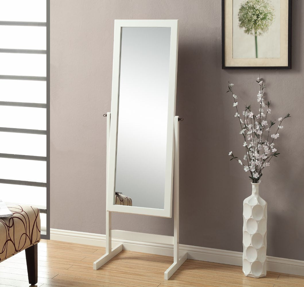WHITE 60"H CHEVAL MIRROR MIROIR SUR PIED 60"H BLANC