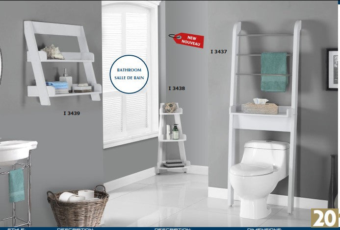 WHITE 24"H WALL MOUNT SHELF TABLETTE MURALE 24"H BLANC