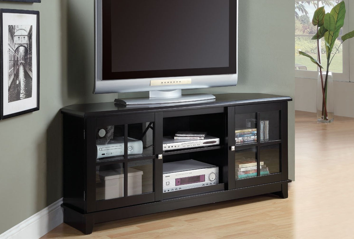 BLACK VENEER TOP 60"L TV CONSOLE CONSOLE TV 60"L PLAQUEE NOIR
