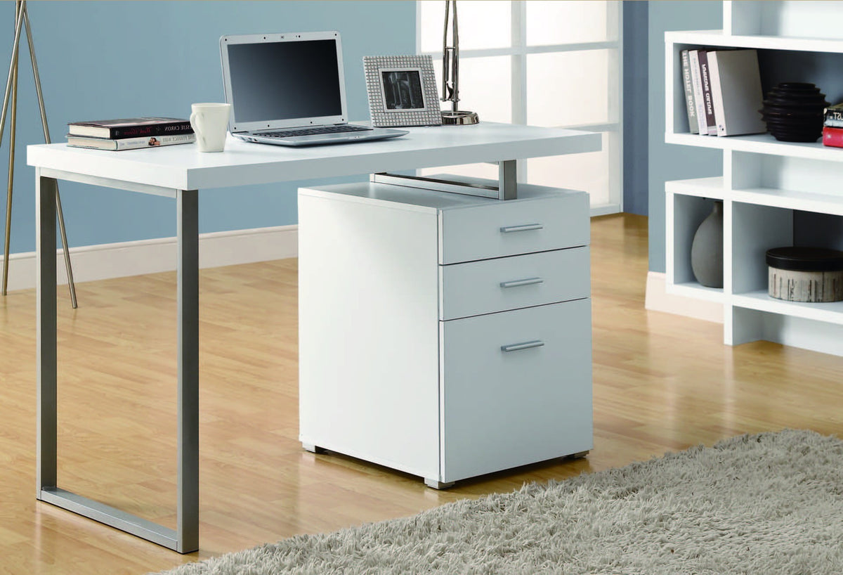 WHITE HOLLOW-CORE LEFT OR RIGHT FACING 48"L DESK BUREAU 48"L COTE DROIT/GAUCHE HOLLOW-CORE BLANC