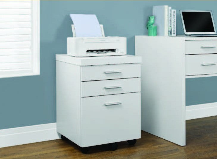 WHITE HOLLOW-CORE 3 DRAWER FILE CABINET ON CASTORS CLASSEUR A 3 TIROIRS SUR ROULETTES/HOLLOW-CORE BLANC