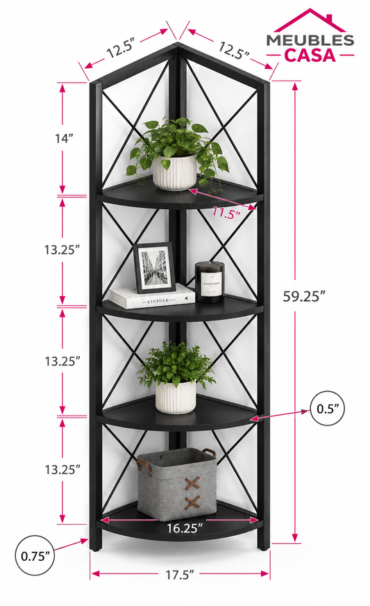 Etagere noir metal coin