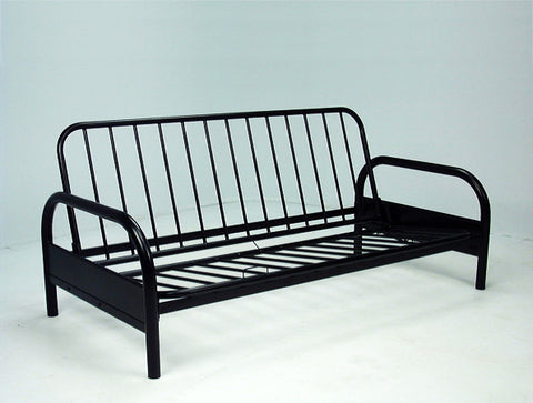 Solid metal black futon frame