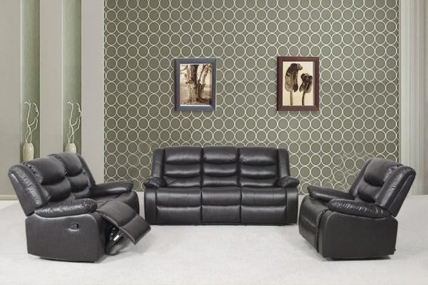 SOFA RECLINABLE Set w/ 5 Recliner & Cup Holder Tray in Sofa. Available in Brown & Black.