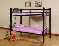 Twin over Twin Metal Bunk Bed with Solid wood posts.