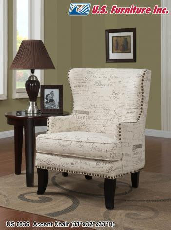 Accent chair with French Script Finish.