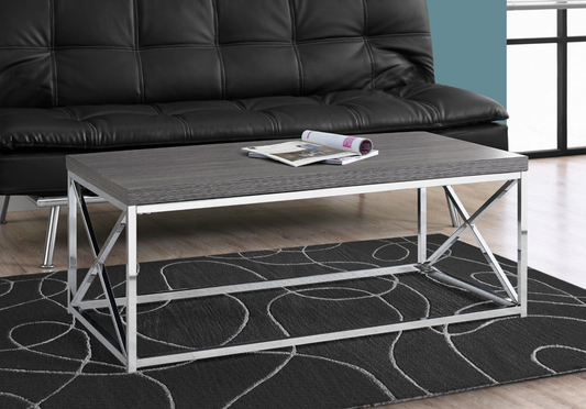 TABLE DE SALON - GRIE ET METAL CHROME