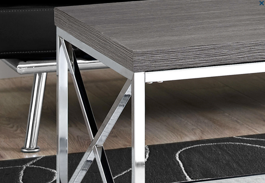 TABLE DE SALON - GRIE ET METAL CHROME