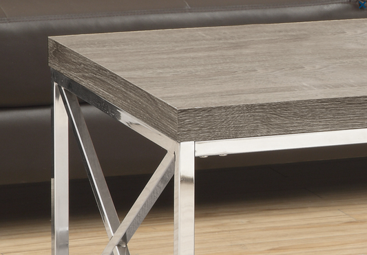 TABLE DE SALON - TAUPE FONCE AVEC METAL CHROME