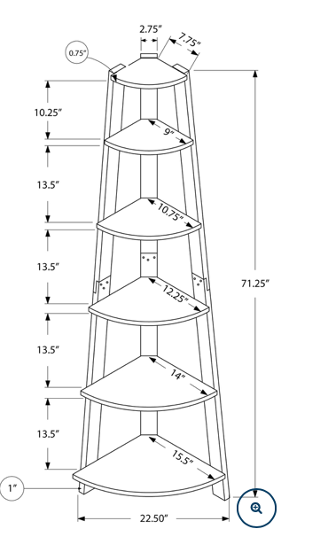 ETAGERE - 72"H / EN COIN