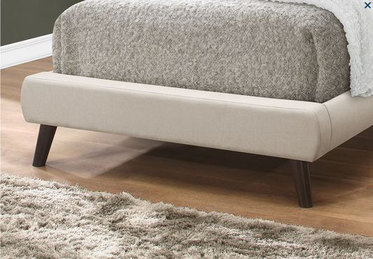 LIT - SIMPLE / PATTES EN BOIS BRUN TISSUS BEIGE