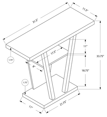 TABLE D'APPOINT - 32"L / CONSOLE D'ENTREE TAUPE FONCE SKU# I 2453