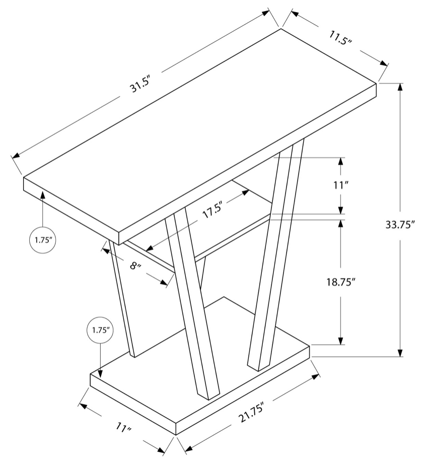 TABLE D'APPOINT - 32"L / CONSOLE D'ENTREE BLANCHE SKU# I 2560