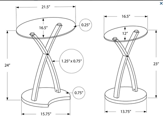 TABLES GIGOGNES - ENS. 2PCS / CAPPUCCINO BENTWOOD ITEM: I 3013