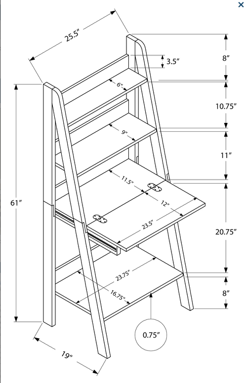 BUREAU - 61"H / CAPPUCCINO STYLE ECHELLE