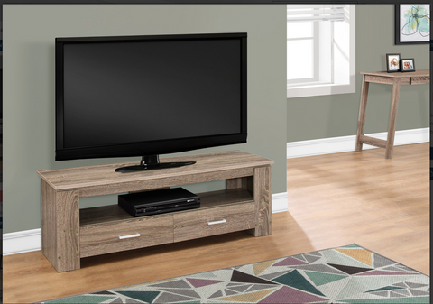 MEUBLES DE TV /TV STAND - 48"L / DARK TAUPE WITH 2 STORAGE DRAWERS