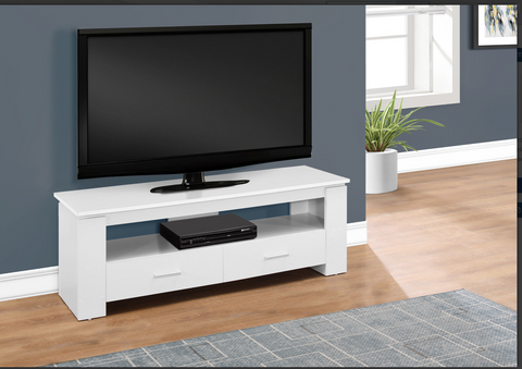 TV STAND - 48"L / WHITE WITH 2 STORAGE DRAWERS I 2601