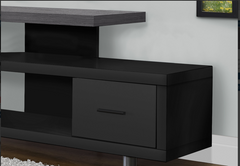 TV STAND - 60"L / BLACK / GREY TOP WITH 1 DRAWER  I 2575