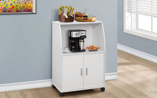 CHARIOT DE CUISINE - 33"H / BLANC SUR ROULETTES  SKU I 3139