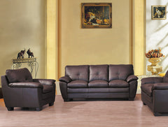Frankfurt - Frankfurt leather three pc. sofa set with pillow top arms