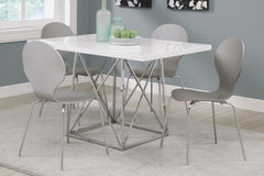 WHITE GLOSSY / CHROME METAL 36"X 48" DINING TABLE TABLE A DINER 36"X 48" METAL CHROME / BLANC LUSTRE