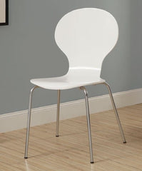 WHITE BENTWOOD / CHROME METAL 34"H DINING CHAIRS / 4PCS CHAISE 34"H METAL CHROME / BLANC BENTWOOD / 4MCX