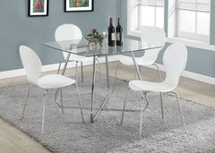 WHITE BENTWOOD / CHROME METAL 34"H DINING CHAIRS / 4PCS CHAISE 34"H METAL CHROME / BLANC BENTWOOD / 4MCX