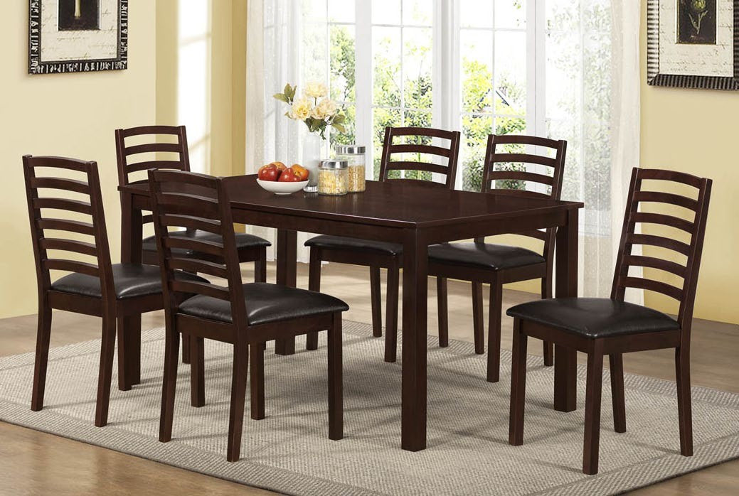 WALNUT / BROWN LEATHER-LOOK 36"H SIDE CHAIR / 2PCS  CHAISE 36"H SIMILI-CUIR BRUN / NOYER / 2MCX