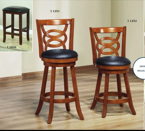 DARK OAK SOLID WOOD 39"H SWIVEL COUNTER STOOL / 2PCS TABOURET PIVOTANT HAUTEUR COMPTOIR 39"H CHENE FONCE/ 2MCX