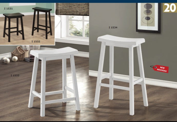 WHITE 29"H SADDLE SEAT BARSTOOLS / 2PCS PER CARTON TABOURETS 29"H SIEGE EN SELLE BLANC / 2MCX PAR BOITE