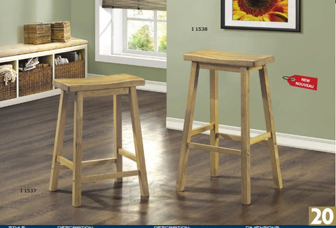 NATURAL 24"H SADDLE SEAT BARSTOOLS / 2PCS PER CARTON TABOURETS 24"H SIEGE EN SELLE NATUREL / 2MCX PAR BOITE