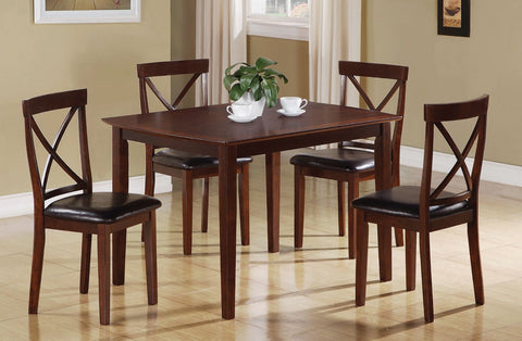 DARK CAPPUCCINO BIRCH VENEER 5PCS DINING SET ENSEMBLE A DINER 5MCX PLAQUE BOULEAU CAPPUCCINO FONCE