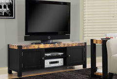 DISTRESSED RECLAIMED-LOOK / BLACK 60"L TV CONSOLE CONSOLE TV 60"L NOIR / STYLE VIEUX BOIS VIEILLI