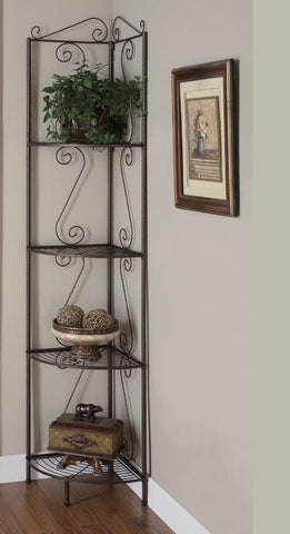 COPPER METAL 70"H CORNER DISPLAY ETAGERE ETAGERE DECORATIVE DE COIN 70"H METAL CUIVRE