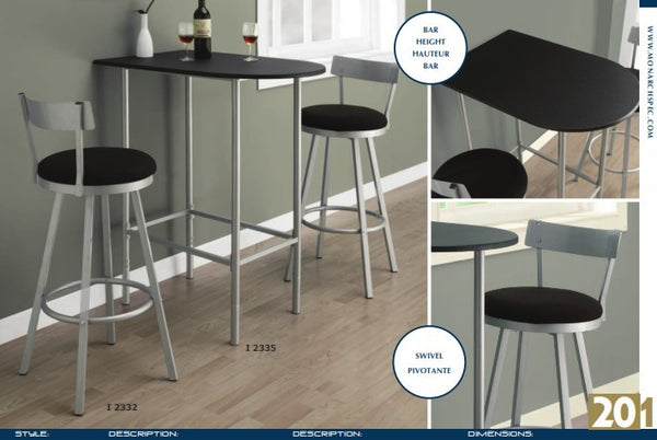 SILVER METAL 43"H SWIVEL BARSTOOL / 2PCS PER CARTON TABOURET DE BAR PIVOTANT 43"H METAL ARGENT / 2MCX PAR BTE