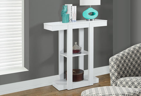 WHITE 32"L HALL CONSOLE ACCENT TABLE TABLE CONSOLE D'APPOINT 32"L BLANC