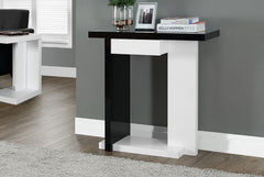GLOSSY WHITE / BLACK 32"L HALL CONSOLE ACCENT TABLE TABLE CONSOLE D'APPOINT 32"L BLANC LUSTRE / NOIR