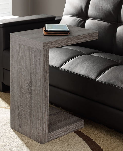 DARK TAUPE RECLAIMED-LOOK HOLLOW-CORE ACCENT TABLE TABLE D'APPOINT HOLLOW-CORE STYLE VIEUX BOIS TAUPE FONCE