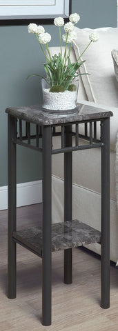 GREY MARBLE / CHARCOAL METAL PLANT STAND SUPPORT A PLANTE METAL GRIS FONCE / MARBRE GRIS