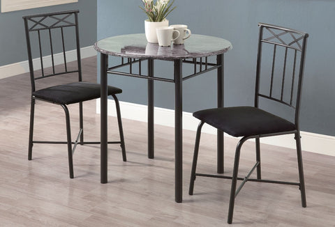 GREY MARBLE / CHARCOAL METAL 3PCS BISTRO SET ENSEMBLE BISTRO 3MCX METAL GRIS FONCE / MARBRE GRIS