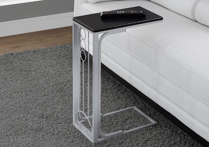 BLACK TOP / SILVER METAL ACCENT TABLE TABLE D'APPOINT EN METAL ARGENT / DESSUS NOIR