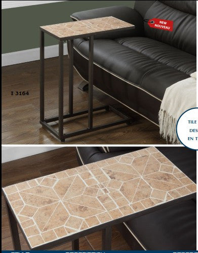 TERRACOTTA TILE TOP / HAMMERED BROWN METAL ACCENT TABLE TABLE D'APPOINT METAL BRUN MARTELE/ TUILE TERRACOTTA