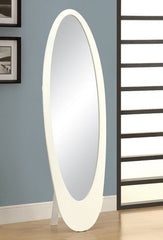 WHITE CONTEMPORARY OVAL HORSE MIRROR CONTEMPORARY OVAL MIRROR ON WHITE FOOT