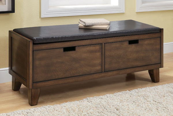 DARK WALNUT SOLID WOOD 48"L BENCH WITH TWO DRAWERS BANC AVEC 2 TIROIRS 48"L BOIS SOLIDE NOYER FONCE