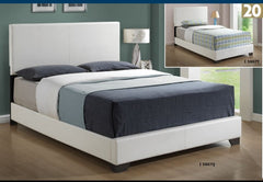 WHITE LEATHER-LOOK TWIN SIZE BED LIT SIMPLE SIMILI-CUIR BLANC