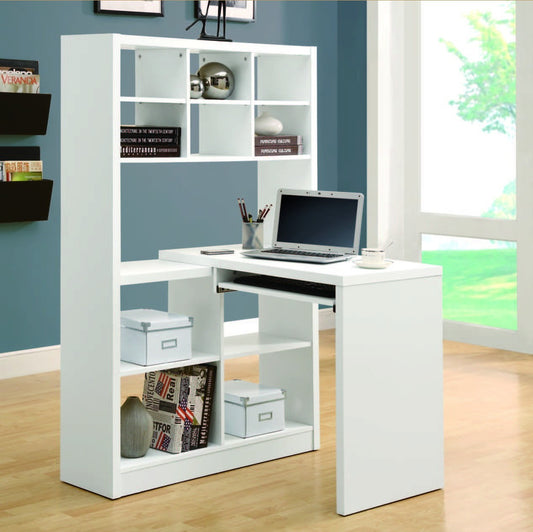 WHITE HOLLOW-CORE LEFT OR RIGHT FACING CORNER DESK BUREAU DE COIN COTE DROIT/GAUCHE HOLLOW-CORE BLANC